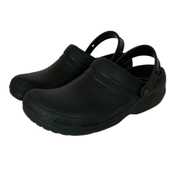 Crocs Work Bistro Clogs Black Mens 10 Womens 12 Slip-On Iconic Comfort - Picture 1 of 9